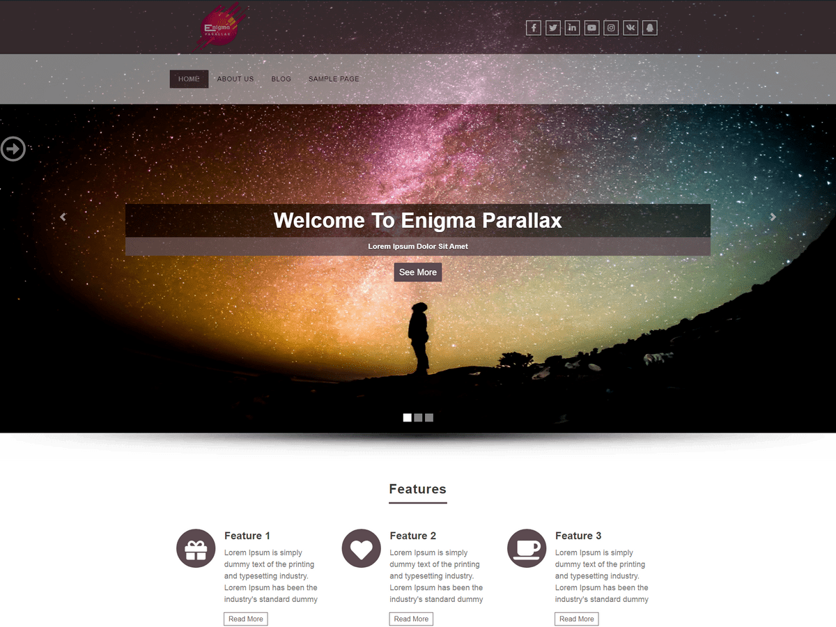Enigma-parallax WordPress Theme by weblizar