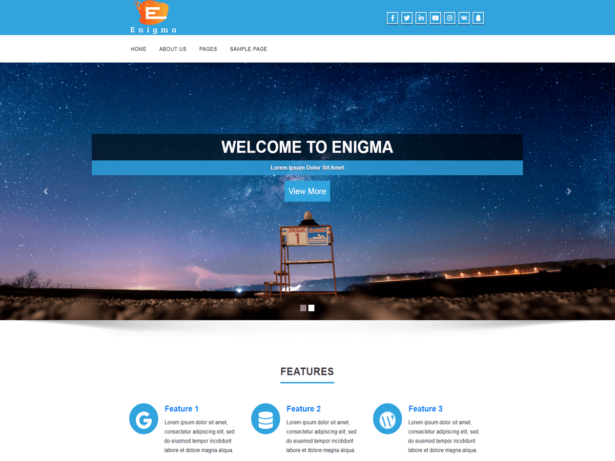 Enigma Free WordPress Theme by weblizar
