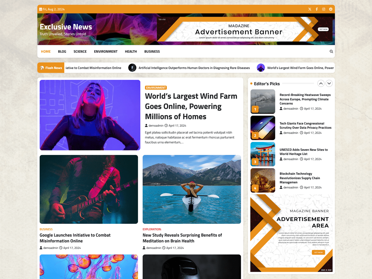 Exclusive News Screenshot