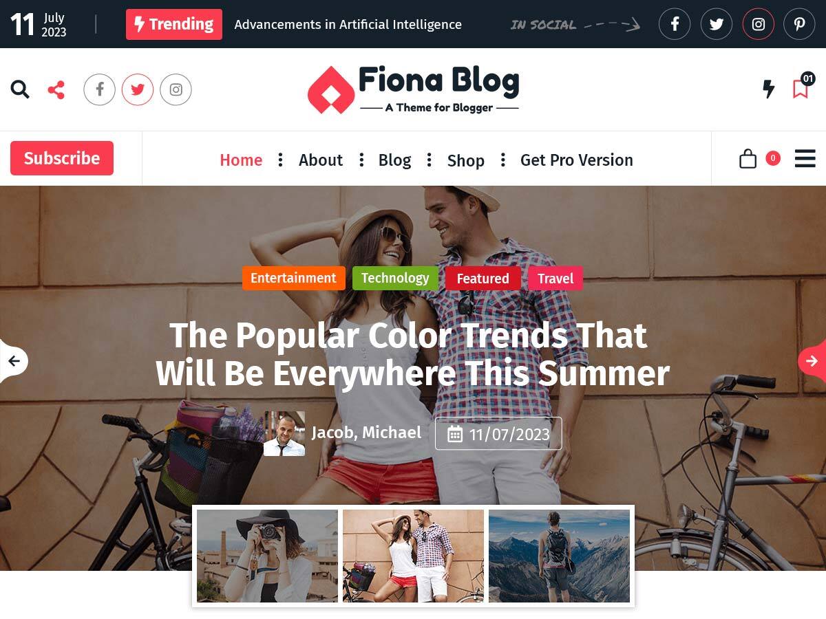 Fiona Blog screenshot