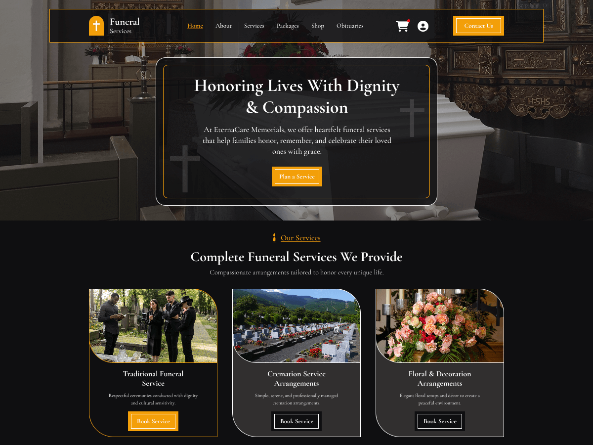 Funeral Services Screenshot