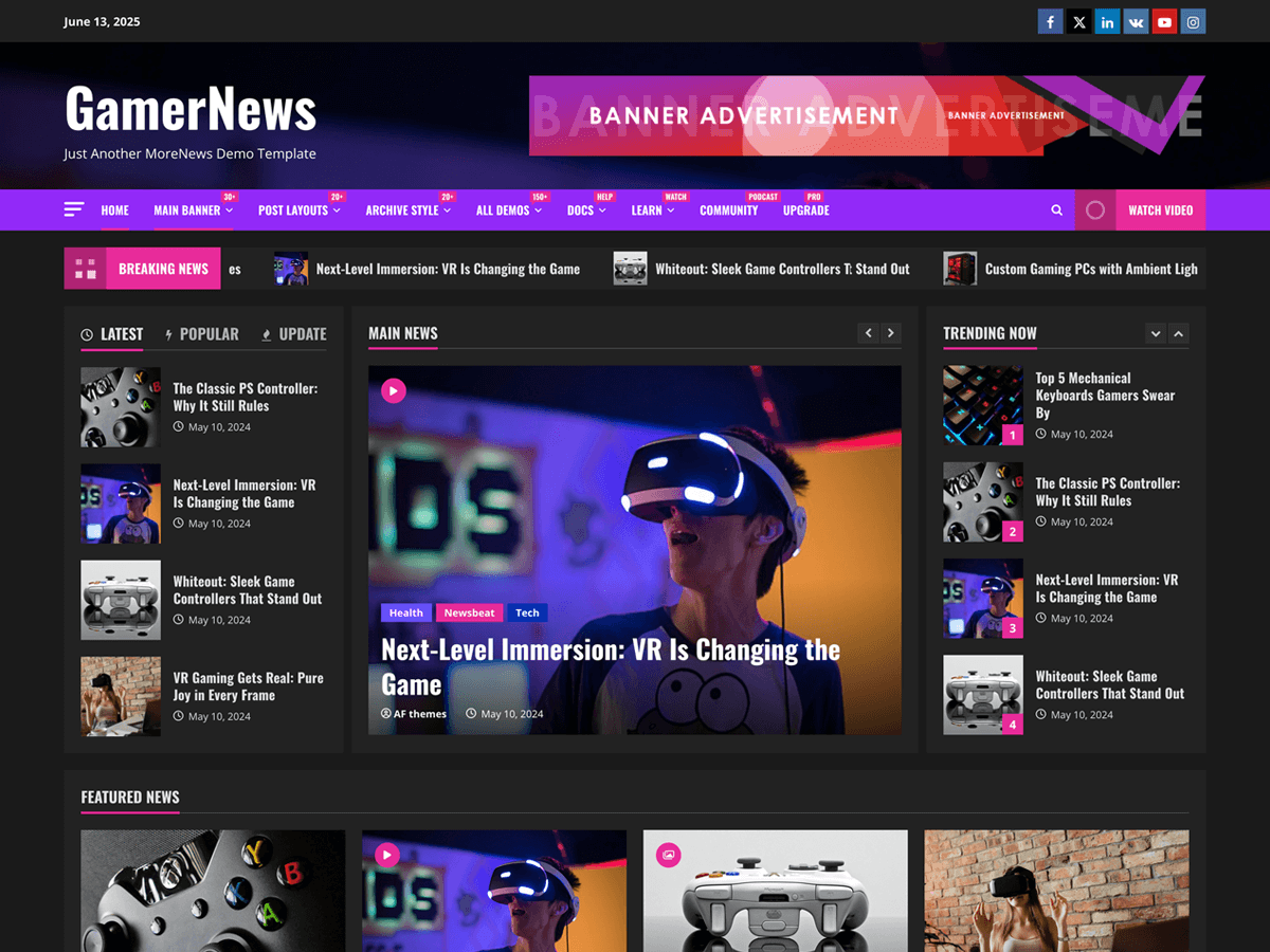 GamerNews running inside a SandyWP sandbox