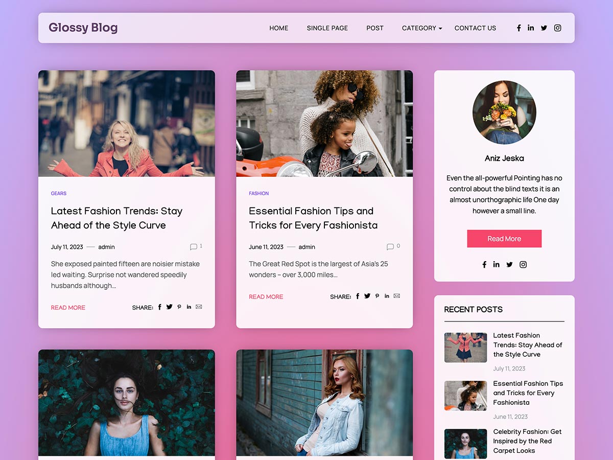 Glossy Blog screenshot