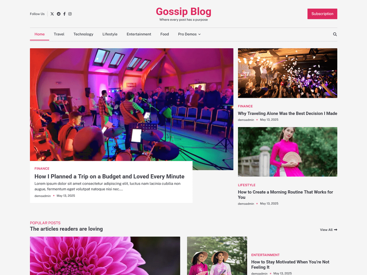Gossip Blog Screenshot