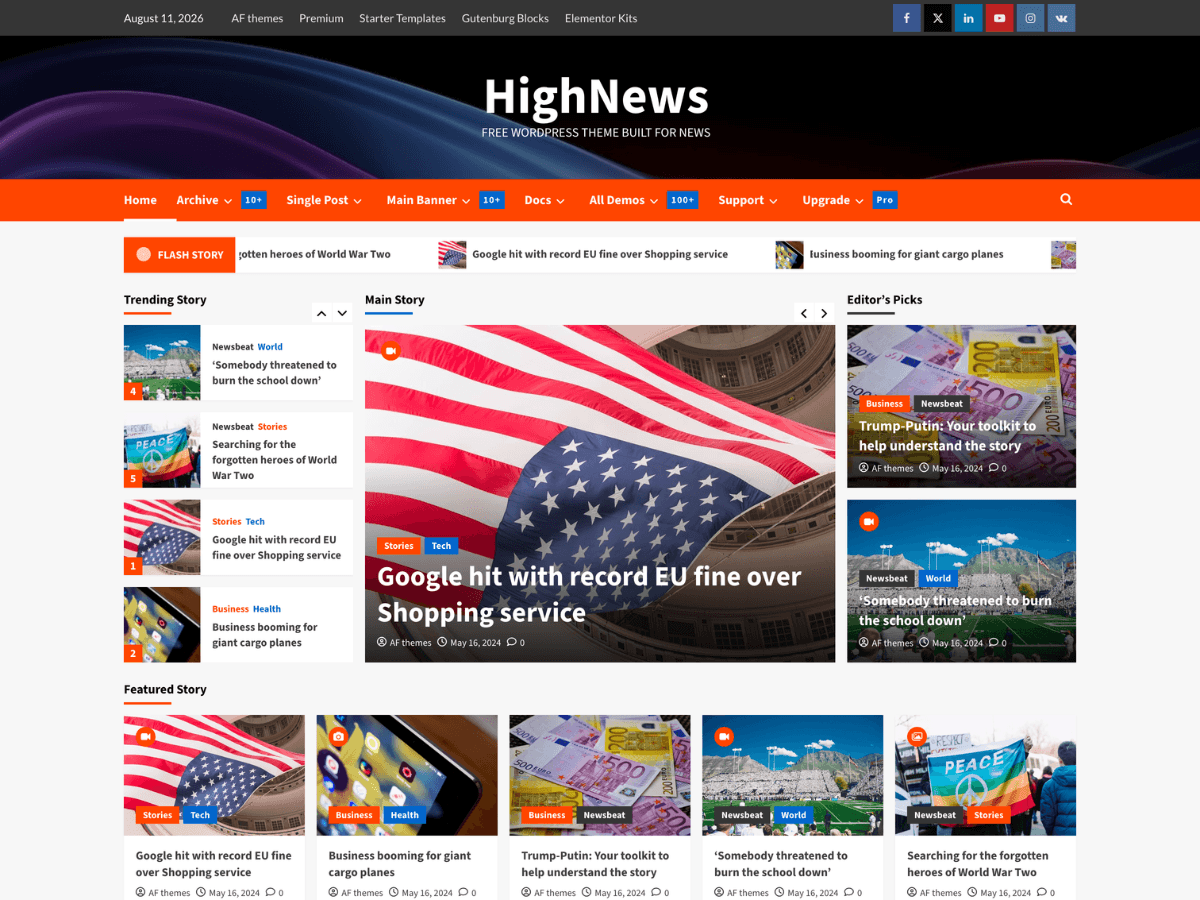 HighNews running inside a SandyWP sandbox