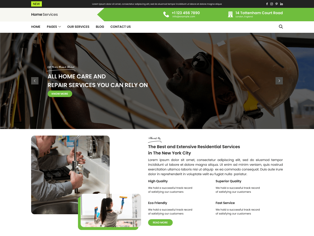 Home Services Blocks screenshot