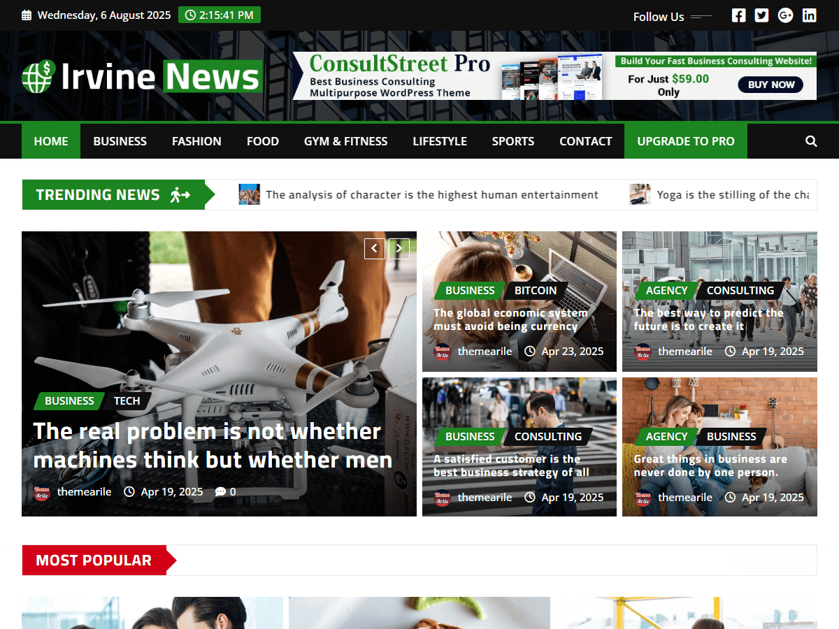 Irvine News running inside a SandyWP sandbox
