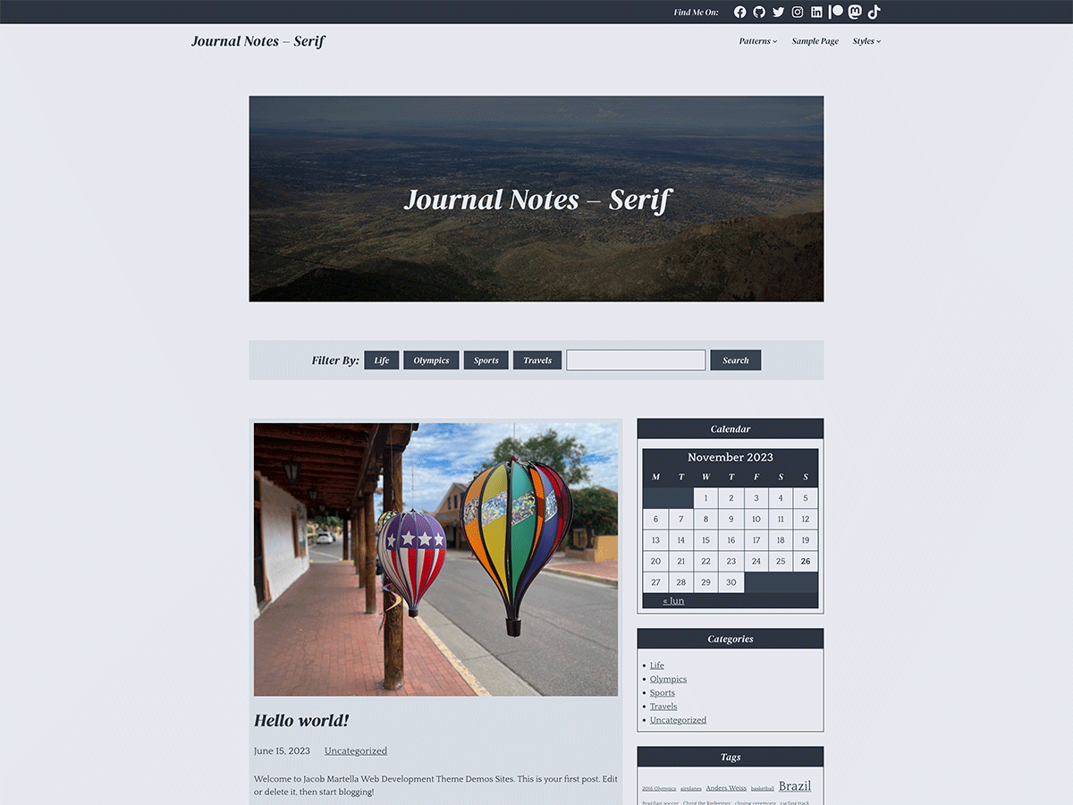 Journal Notes Demo - WordPress Theme