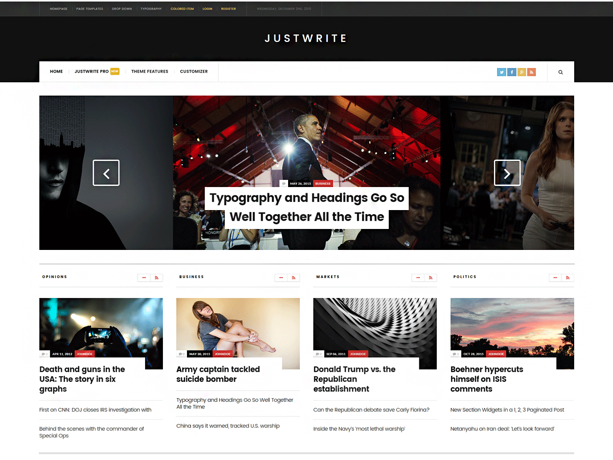 JustWrite Free WordPress Theme by acosmin