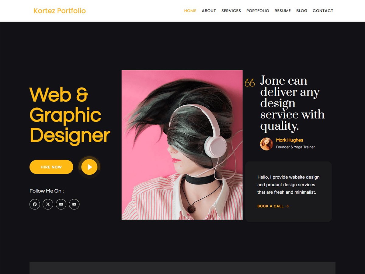 Kortez Portfolio Screenshot