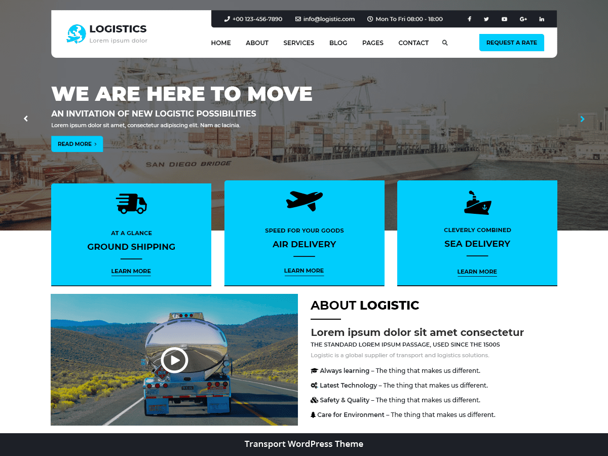 Logistic Transport WordPress Theme by mohammedashfaque