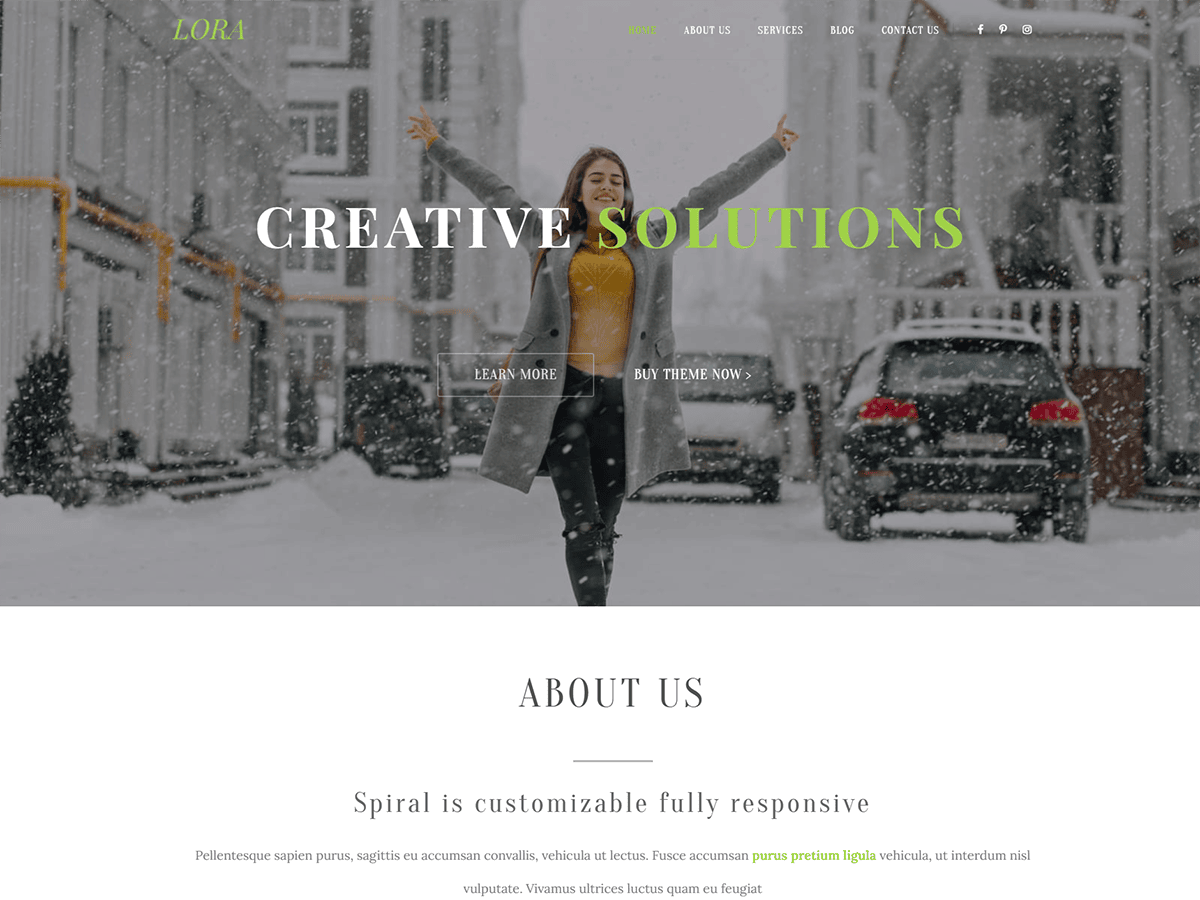 Lora Business One Page screenshot