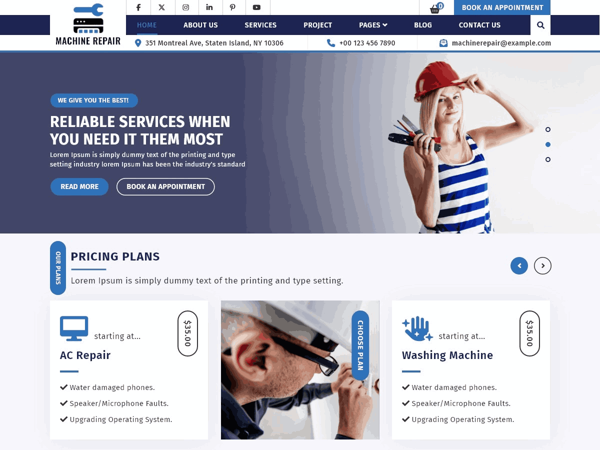 Machine Repear Machine Repair WordPress Theme - Professional & Engaging Solution for ...