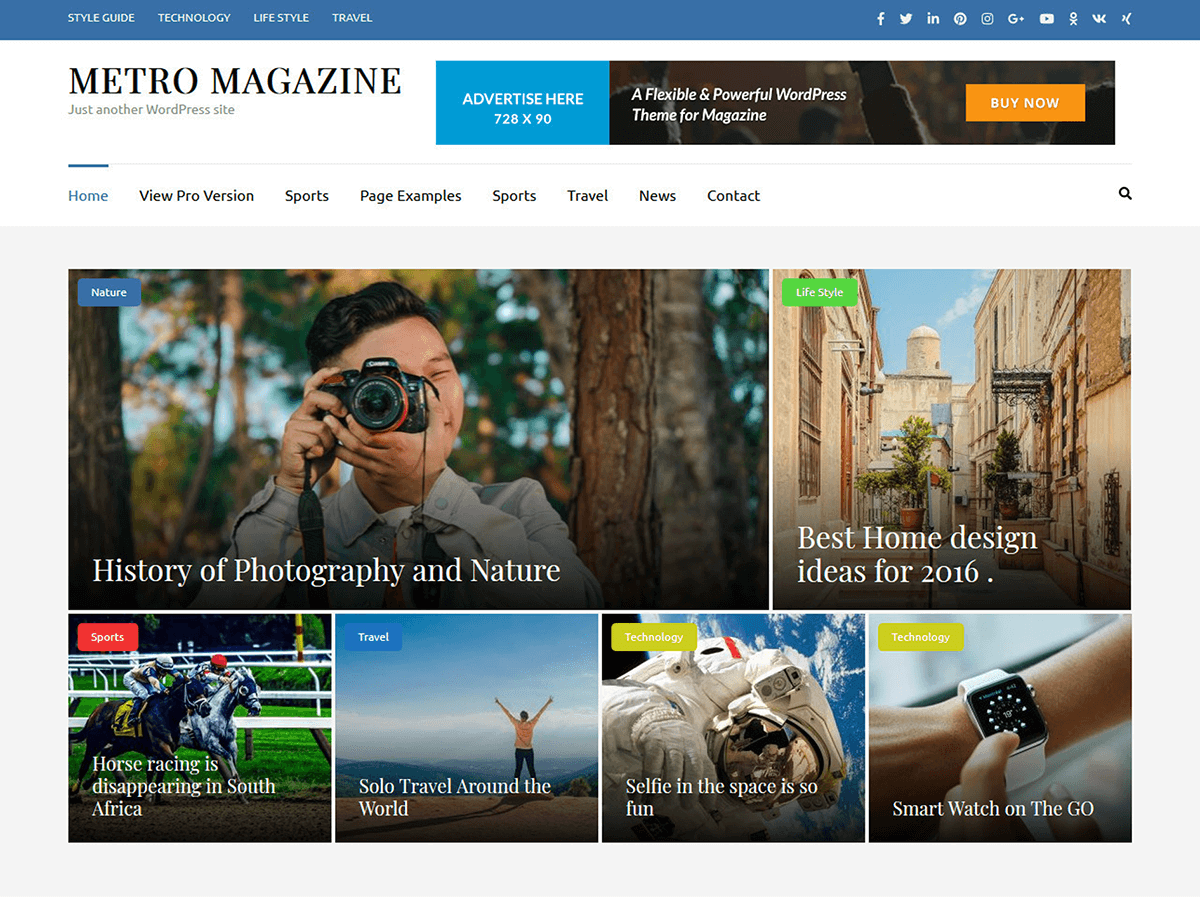 Metro Magazine WordPress Theme by buywptemplates
