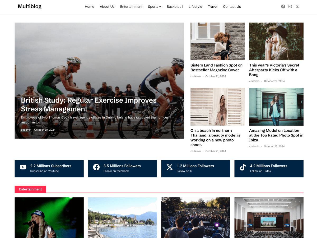 Modeling Multi Blog Multiblog — Free WordPress Theme — TemplateCanyon