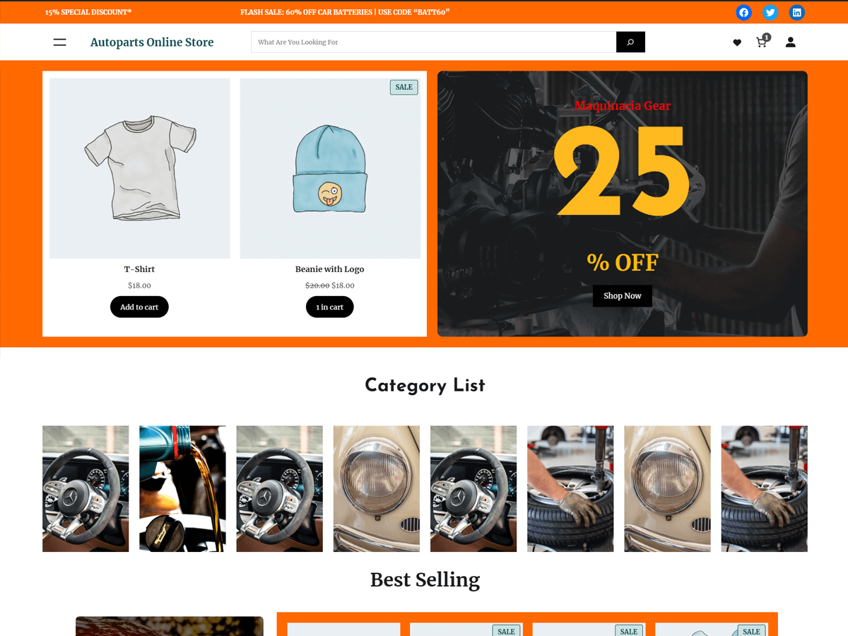 NAS Autoparts Online Store screenshot