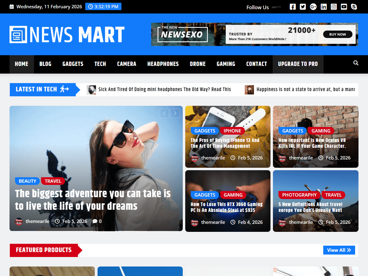 News Mart WordPress 主题预览图,适合专业服务