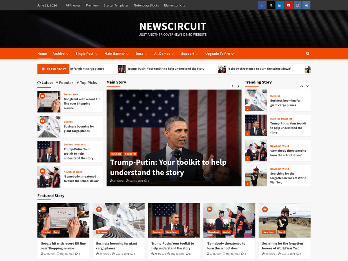 NewsCircuit WordPress 主题预览图,适合美业时尚