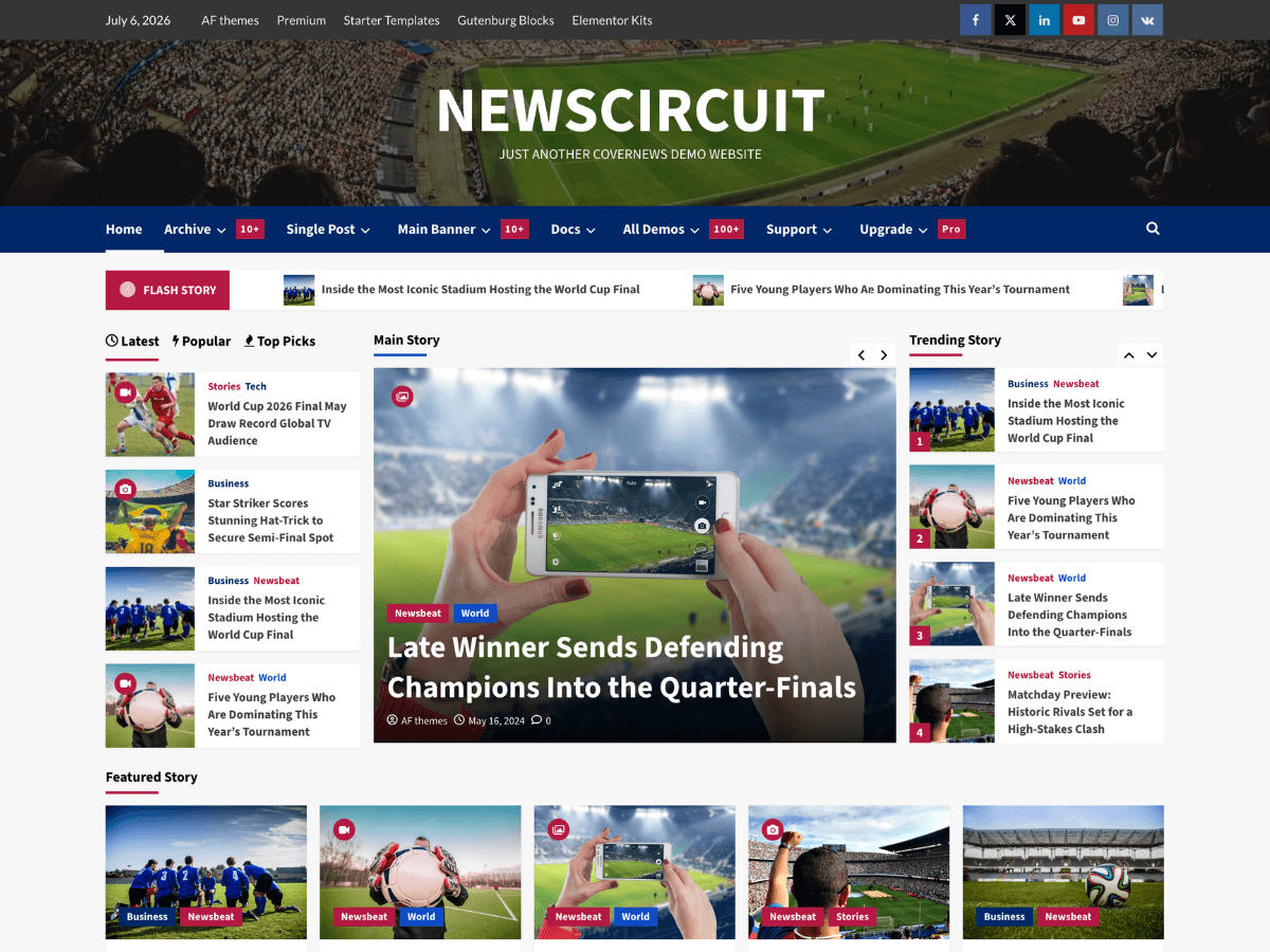 NewsCircuit running inside a SandyWP sandbox