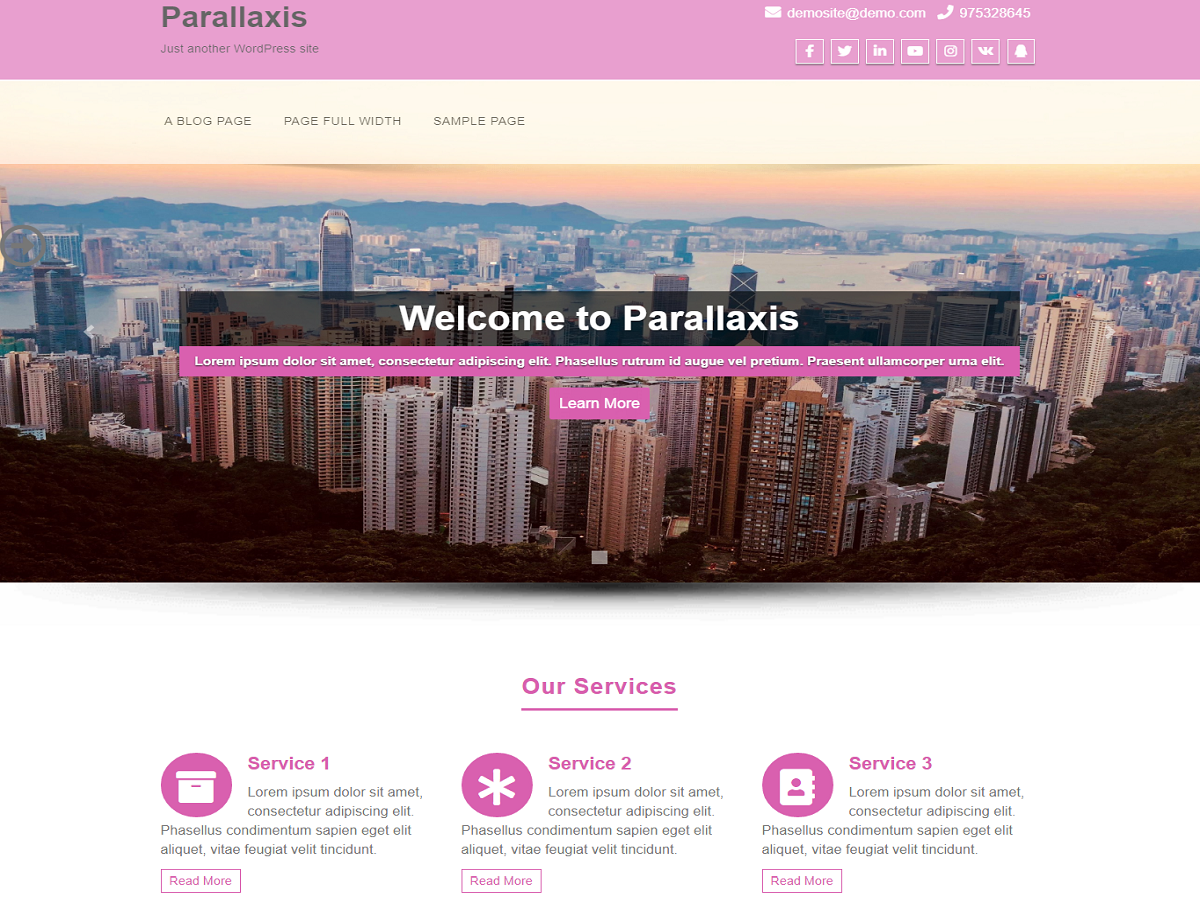 parallaxis WordPress Theme by weblizar