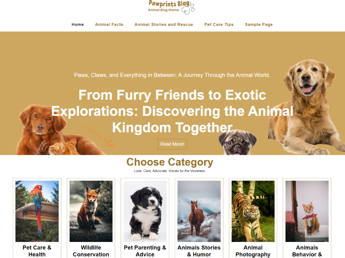 Pawprints Blog screenshot