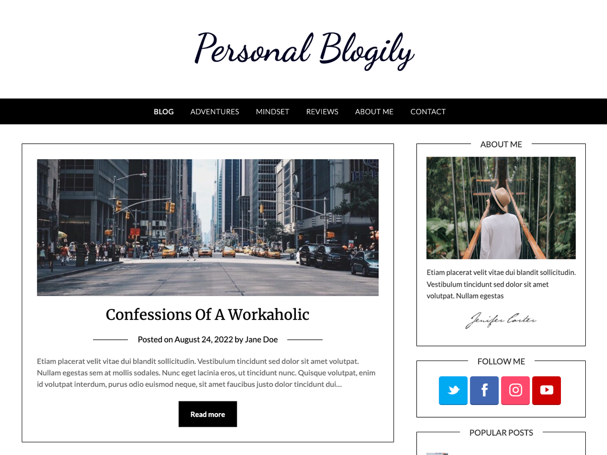 Personalblogily WordPress Theme by crestaproject
