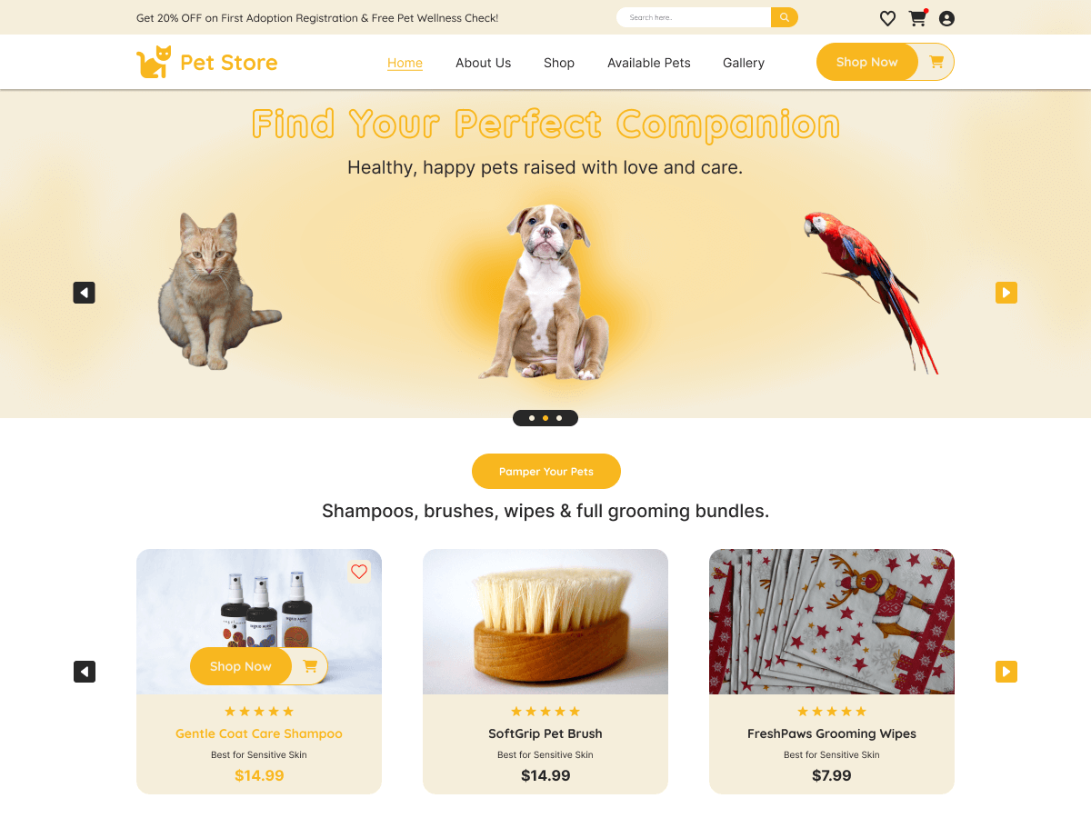 Pet Ecommerce Store screenshot