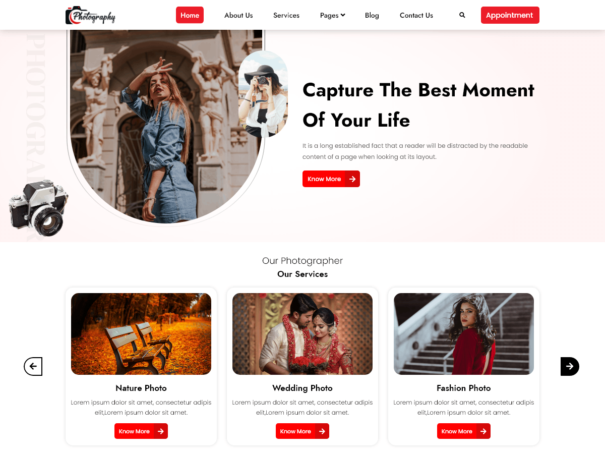 Photographer Elementor screenshot