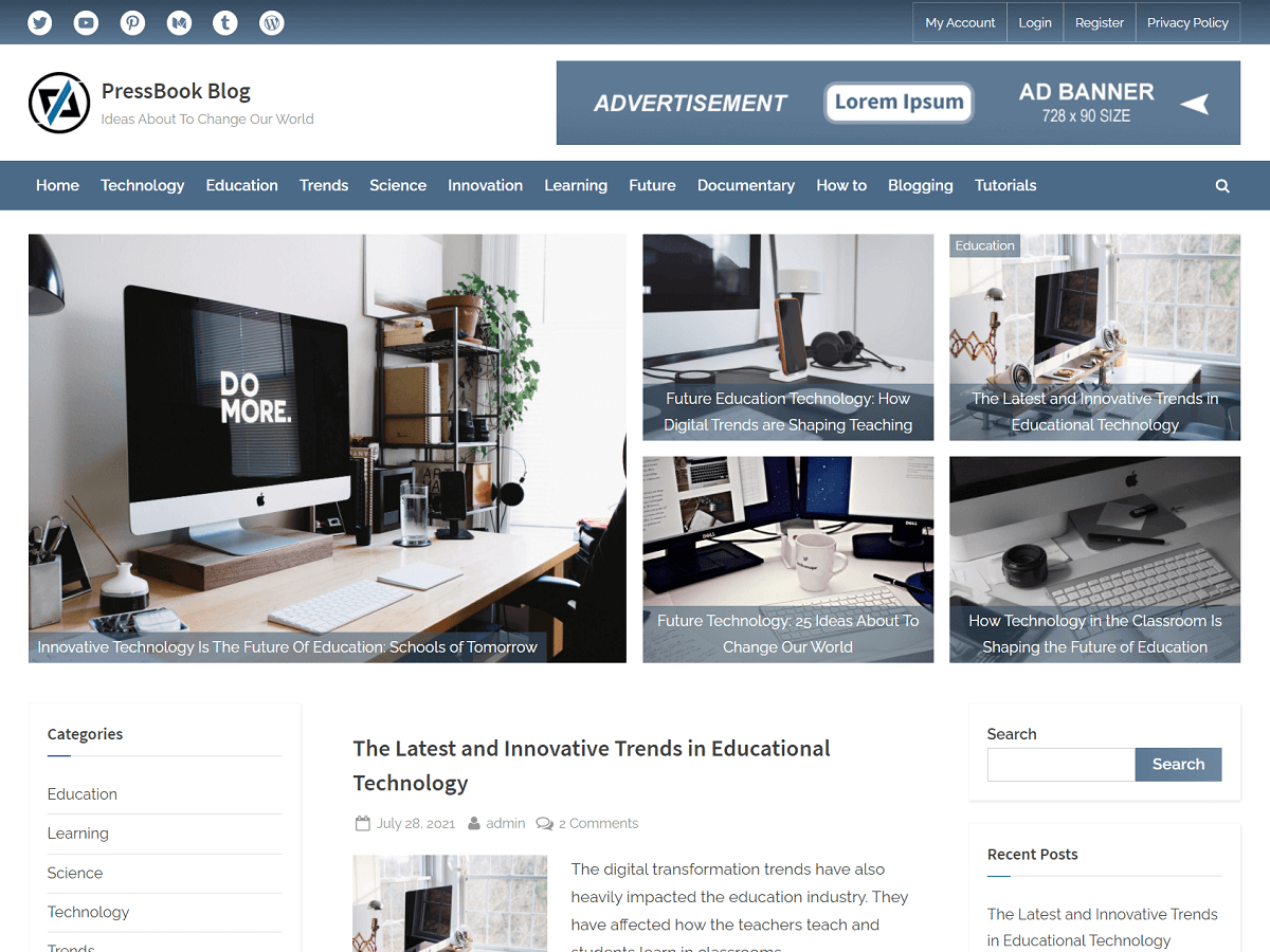 PressBook Blog screenshot