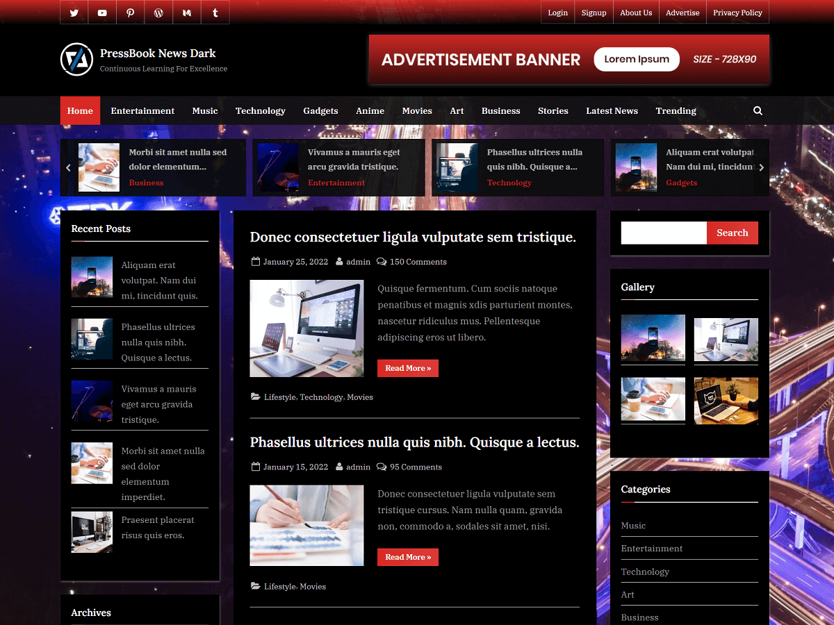 PressBook News Dark screenshot