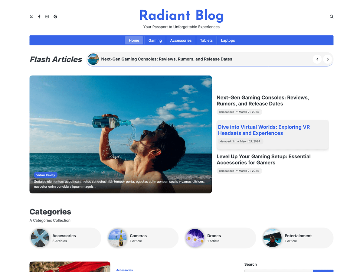 Radiant Blog screenshot