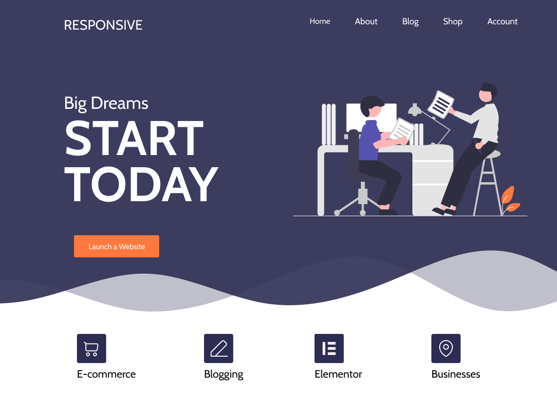 Responsive WordPress 主题预览图,适合地产空间