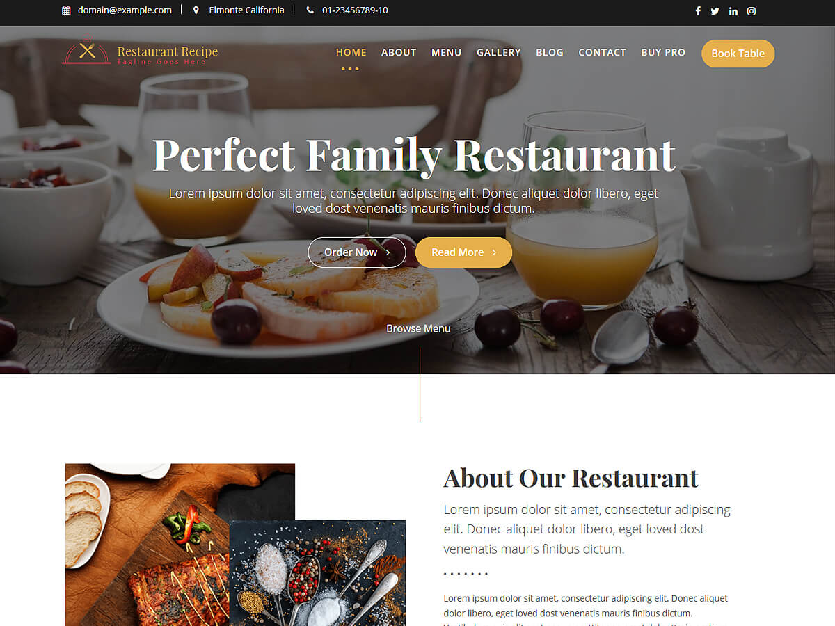Restaurant Recipe WordPress Theme by acmethemes