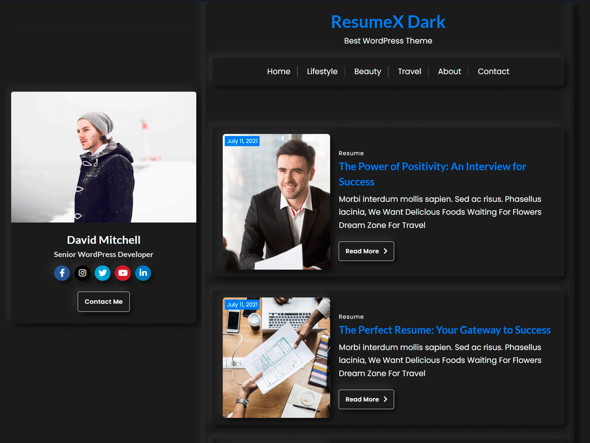 ResumeX Dark screenshot