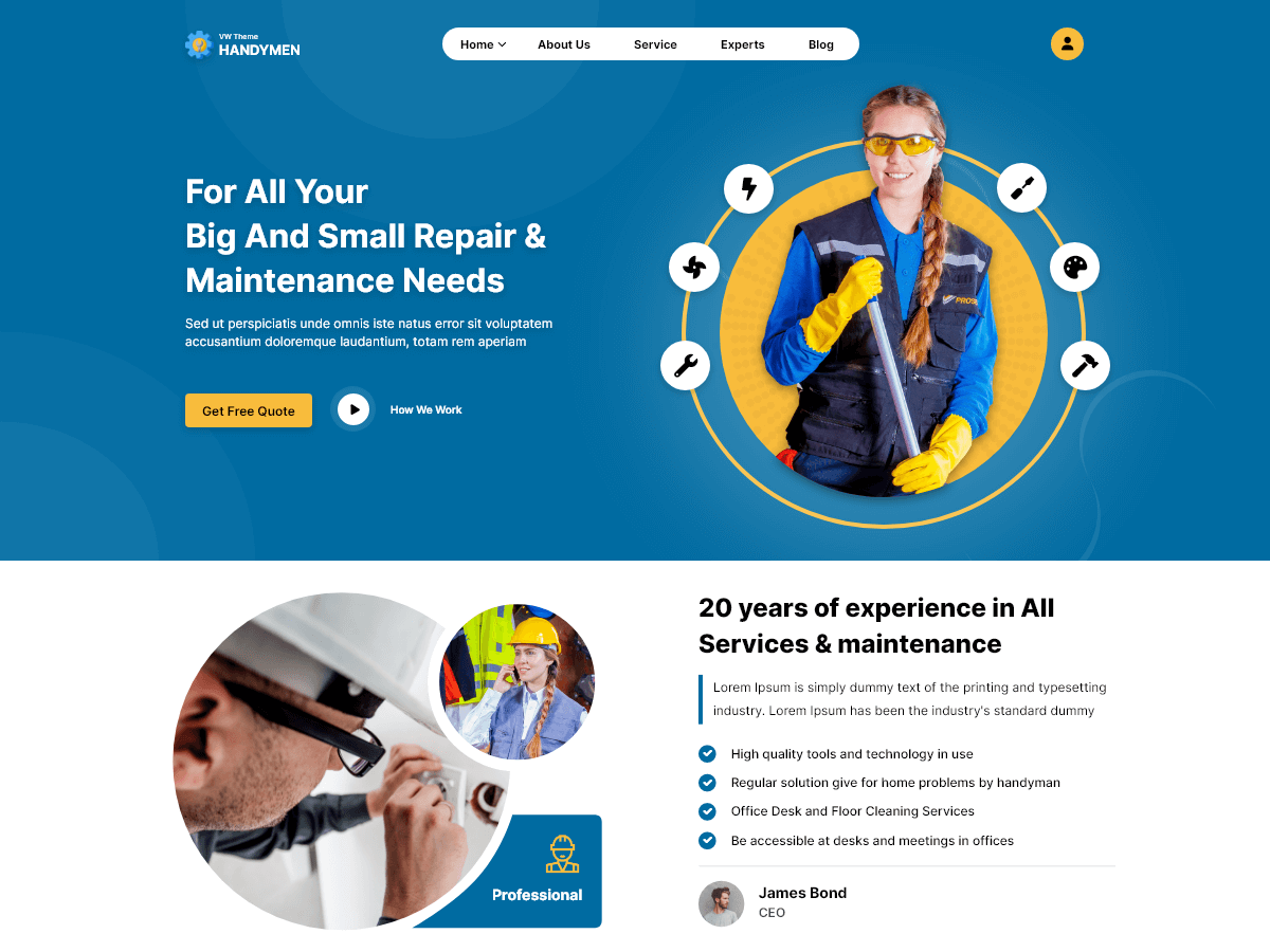Services Landing Page screenshot