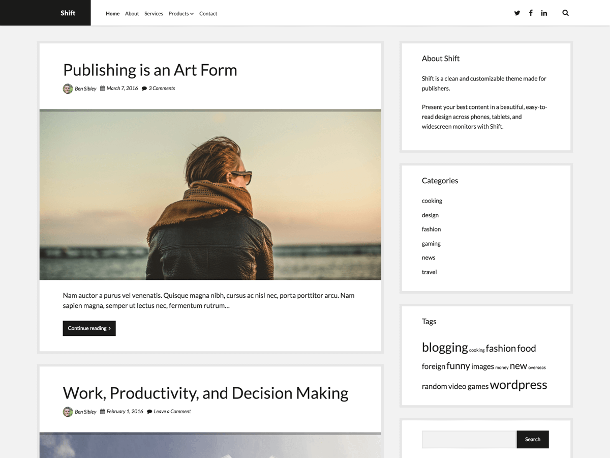 Shift WordPress Theme by 8degreethemes