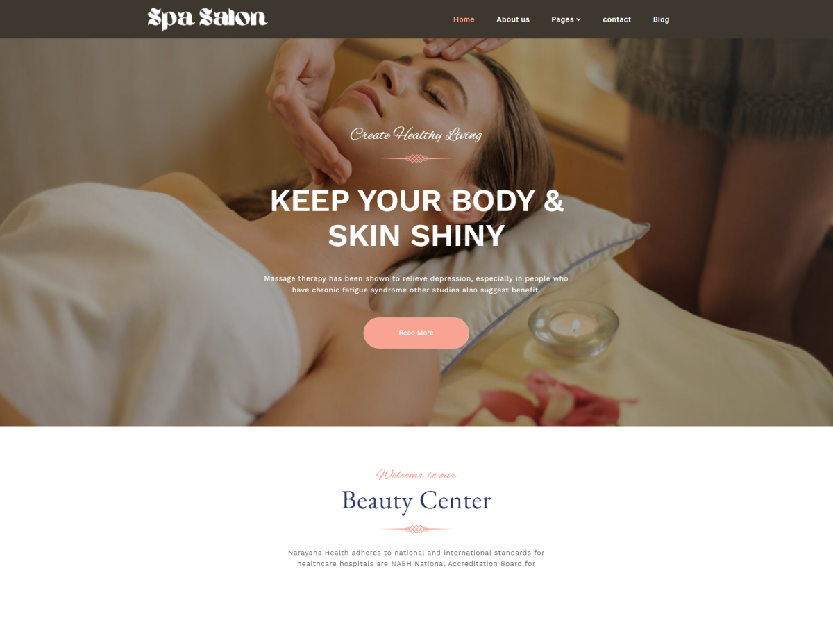 Spa Salon Elementor Screenshot