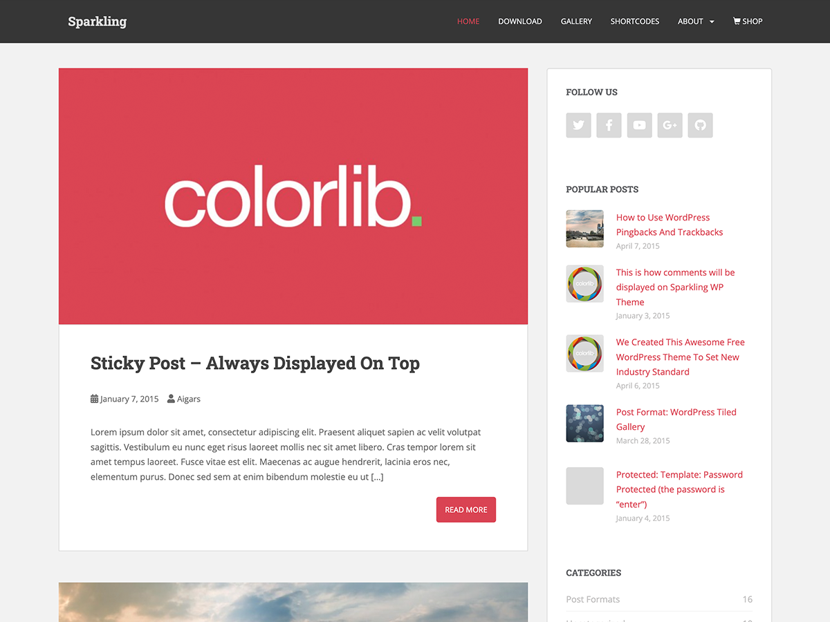 Sparkling WordPress Theme by themeisle