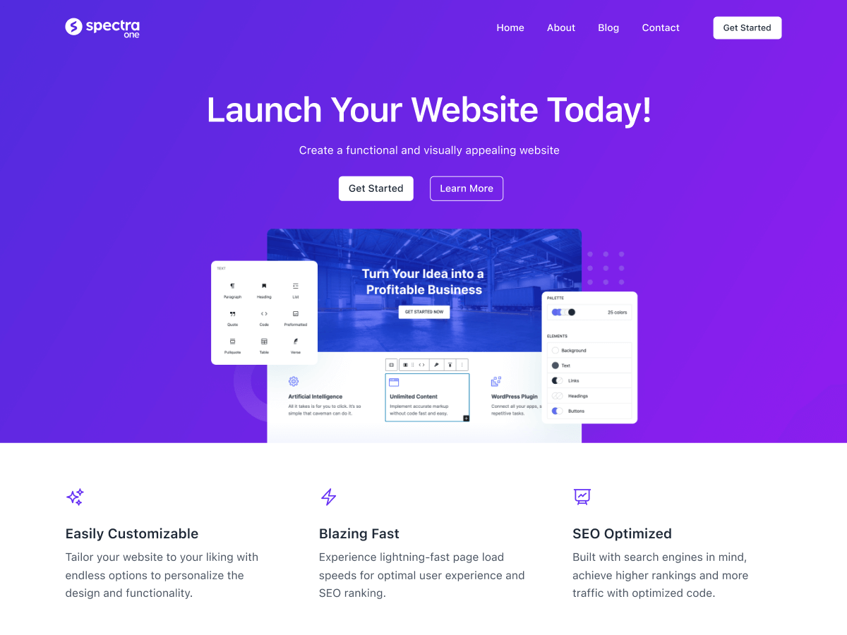 Spectra One WordPress 主题预览图,适合教育培训