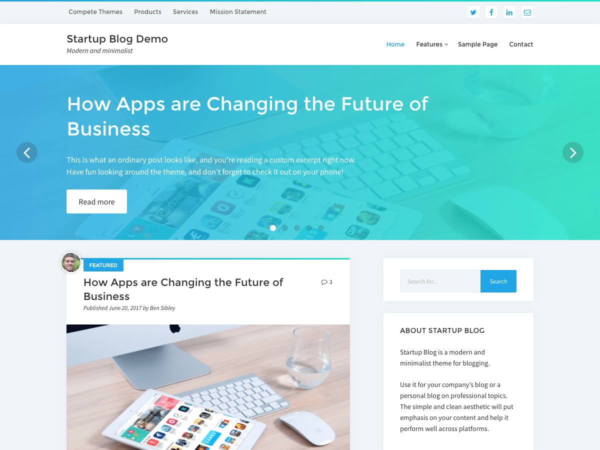 Startup Blog WordPress Theme by bensibley