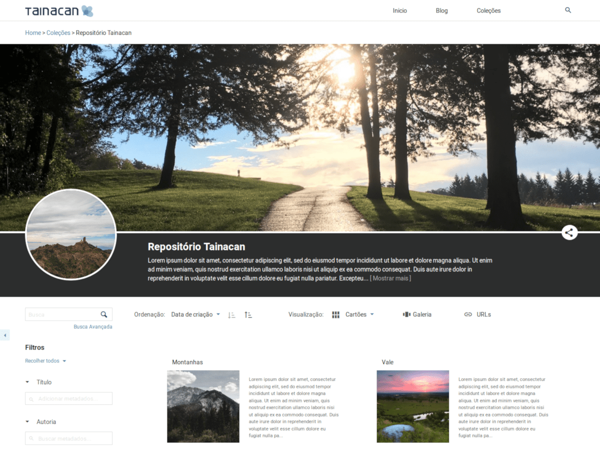 Tainacan Interface Screenshot