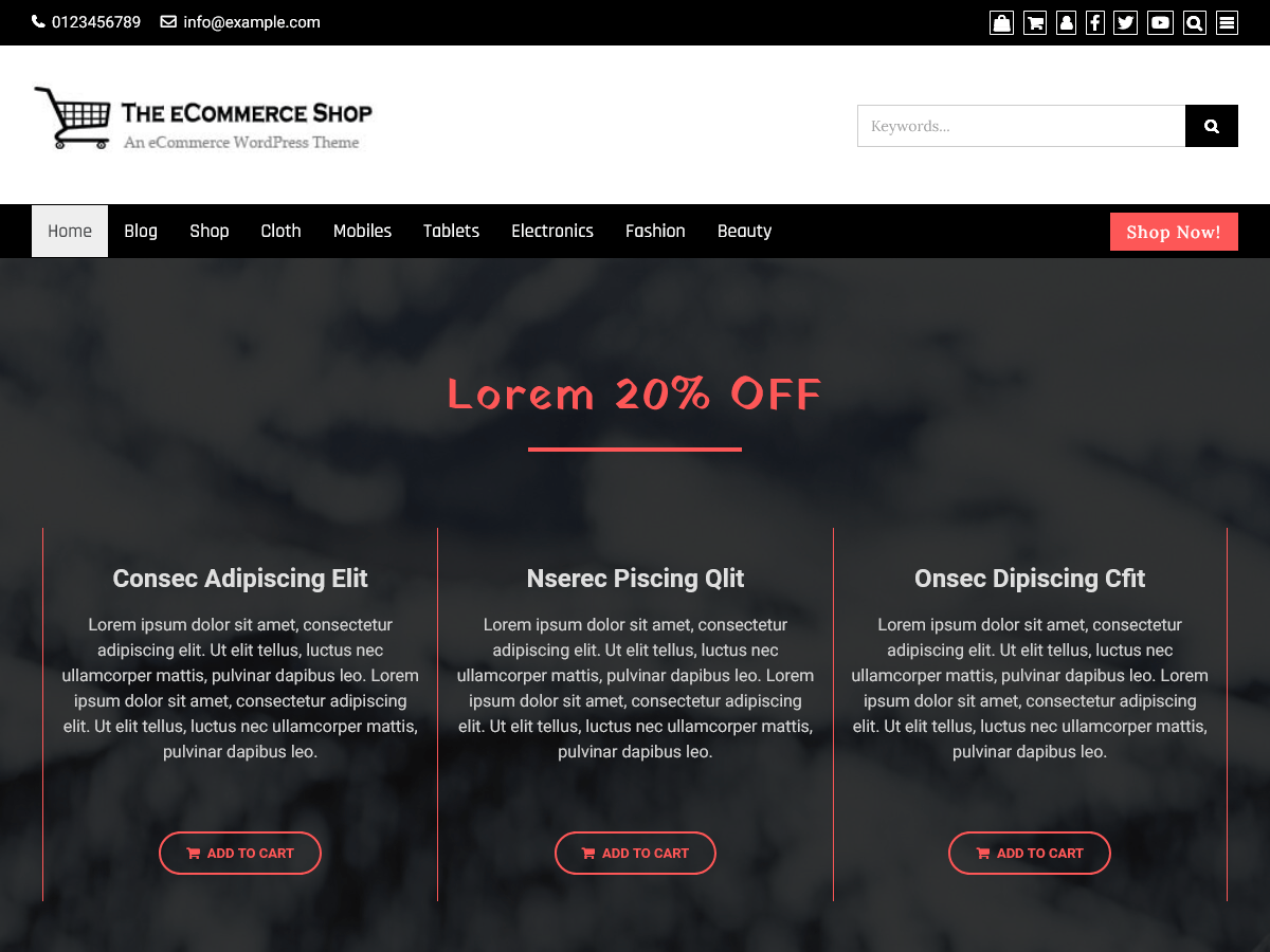 The eCommerce Shop Screenshot