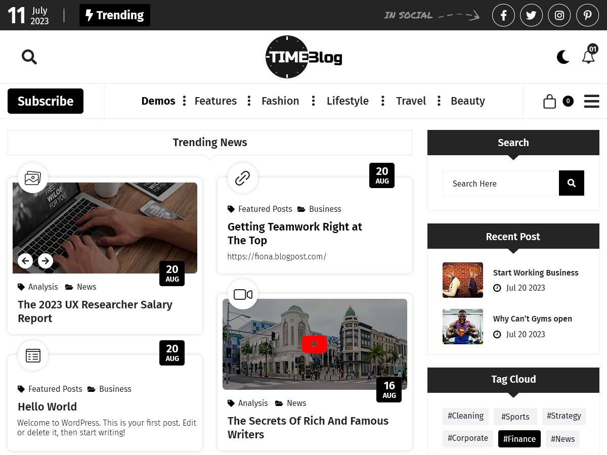 TimeBlog screenshot