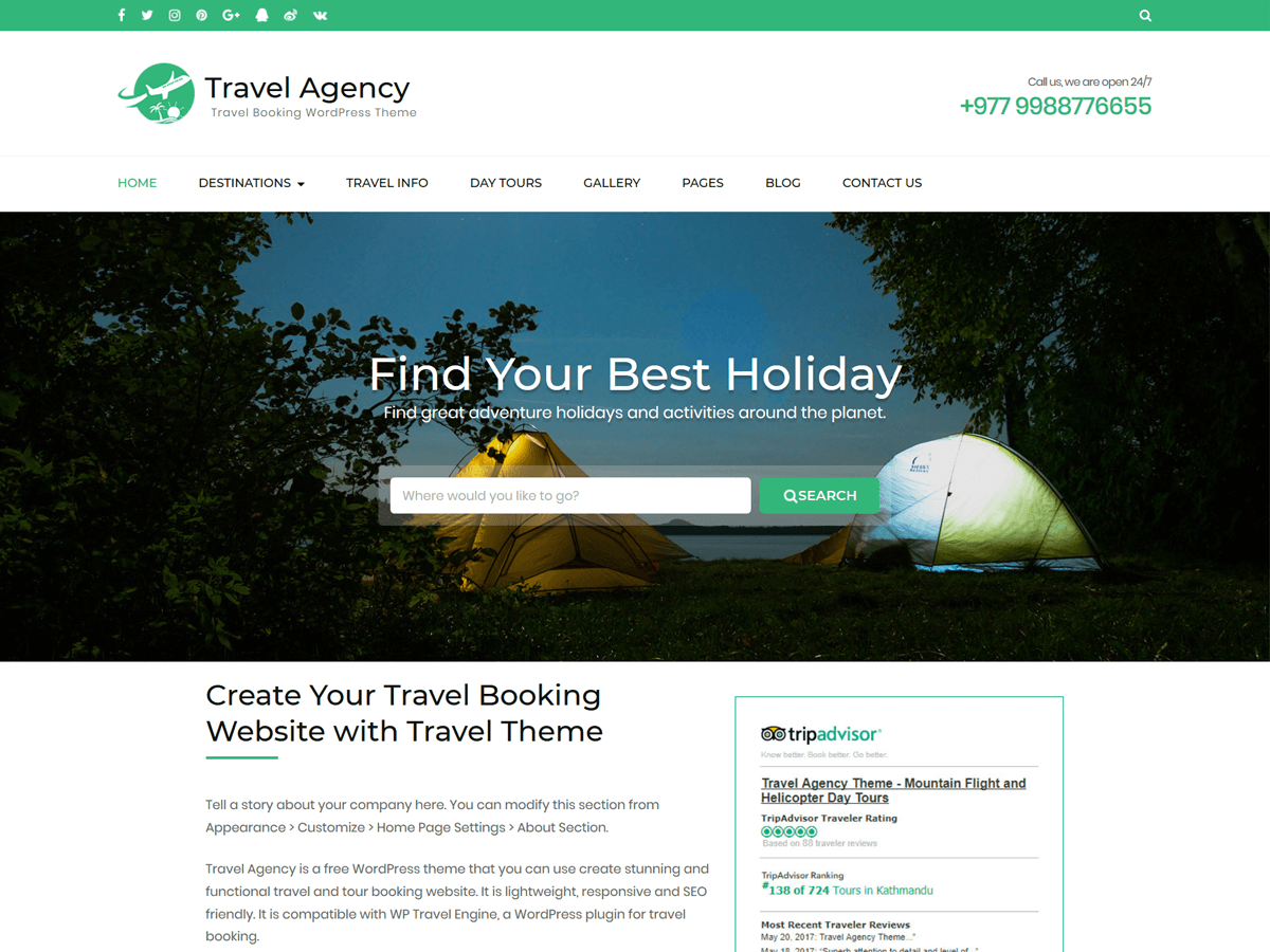 Travel Agency WordPress Theme by themely
