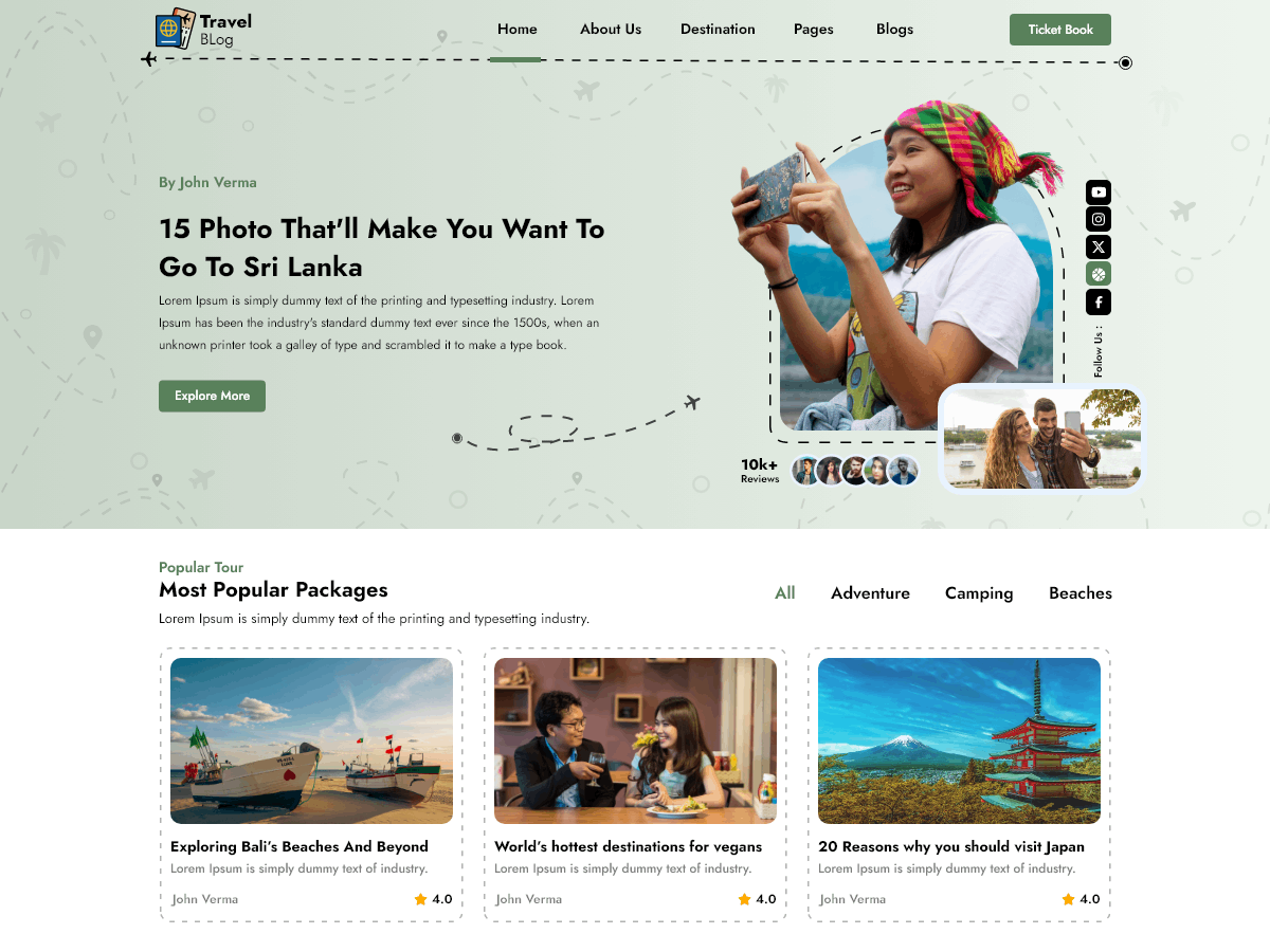 Travel Influencer Blogs screenshot