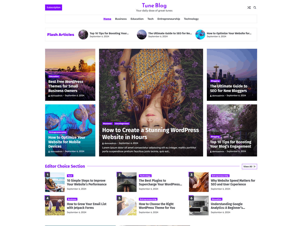 Tune Blog screenshot