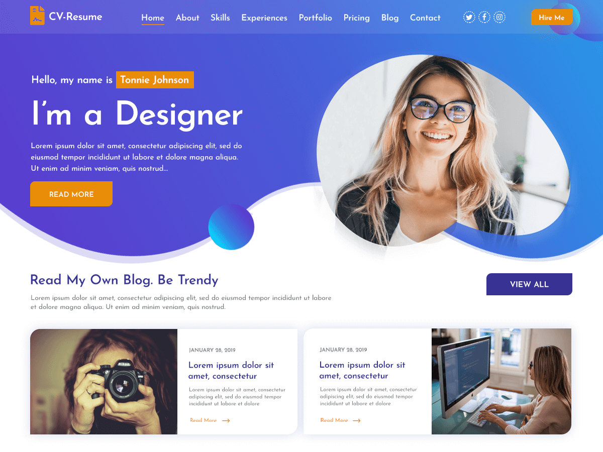 Vcard CV Resume screenshot