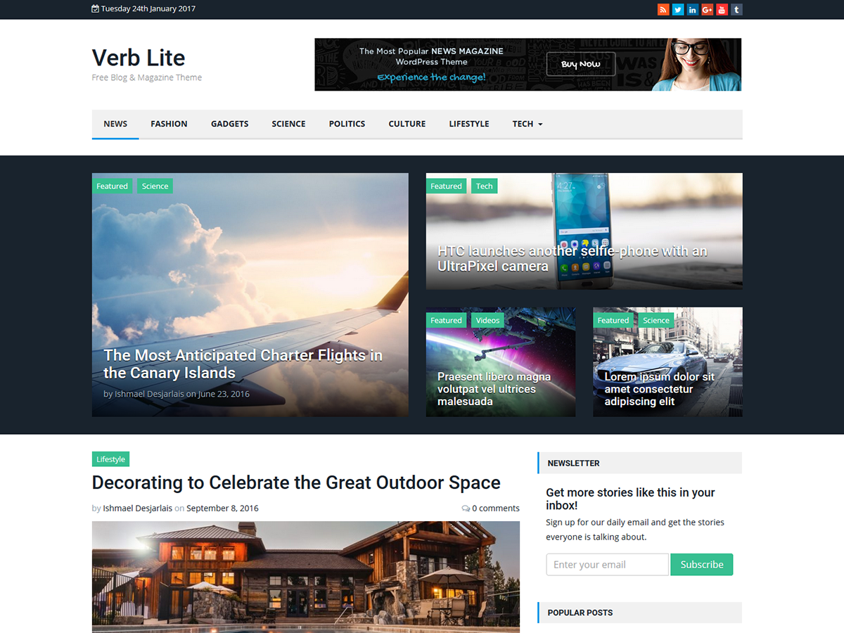 Verb Lite WordPress Theme by webhuntinfotech