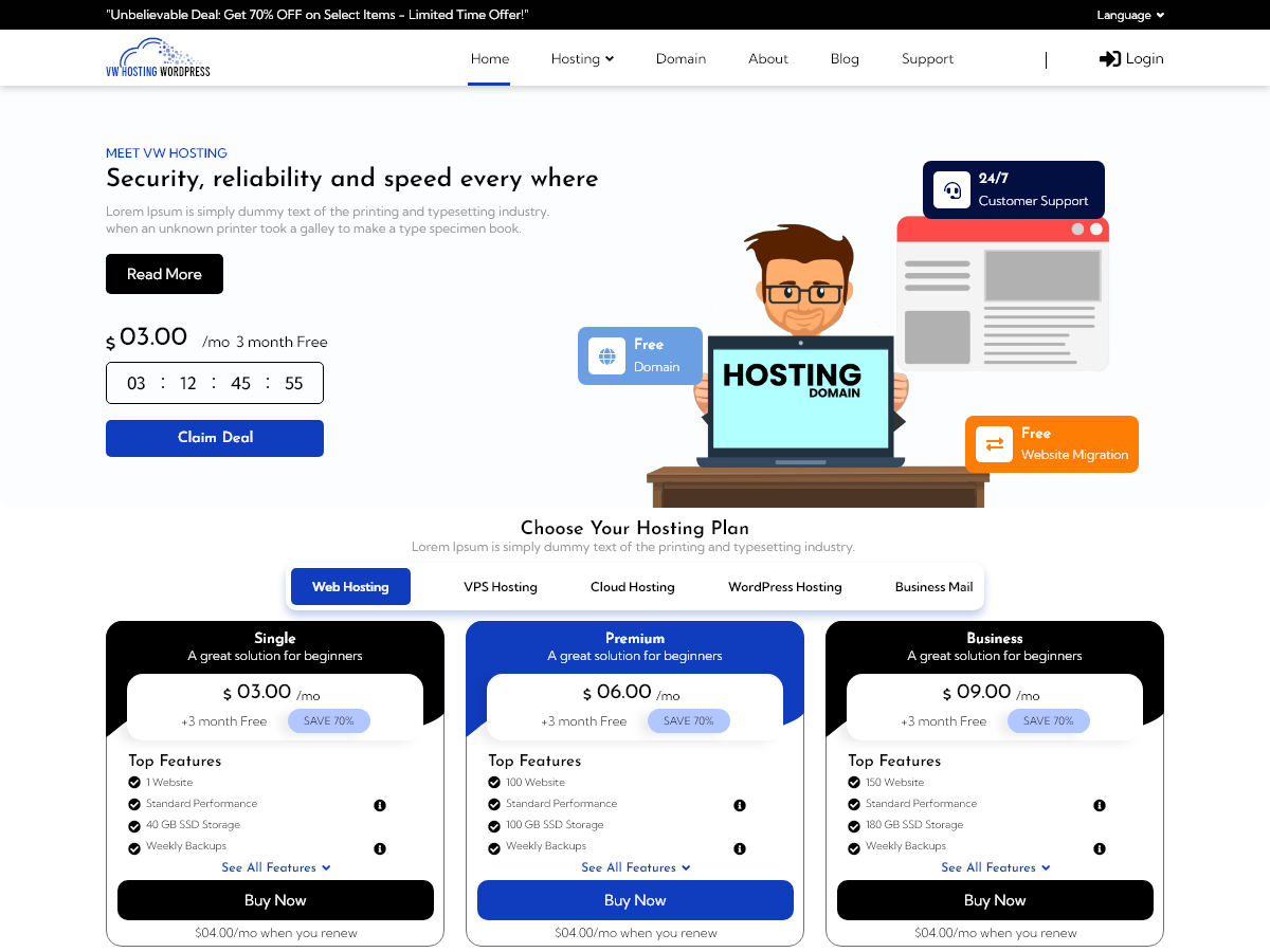 VW Hosting Services screenshot