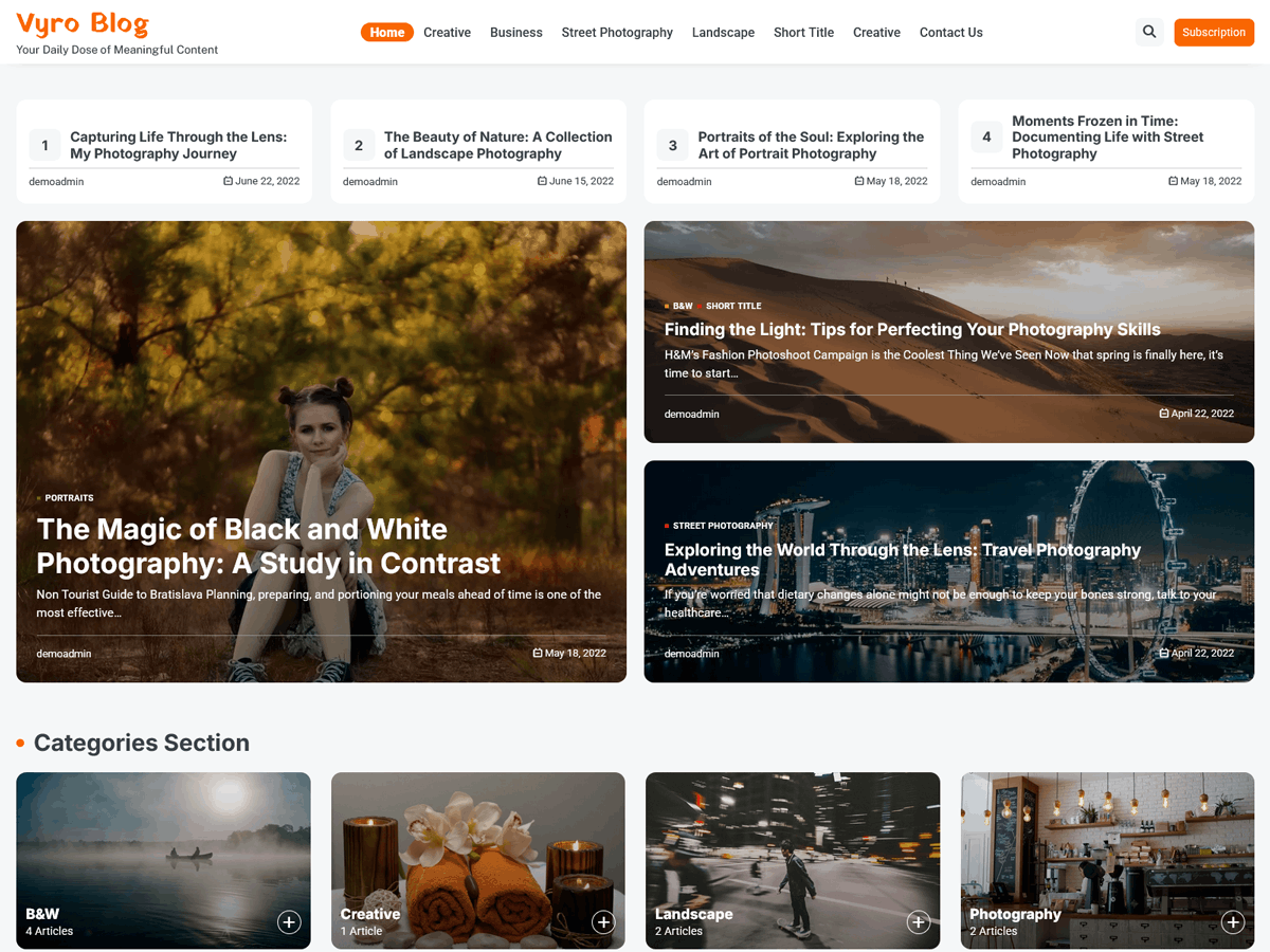 Vyro Blog screenshot